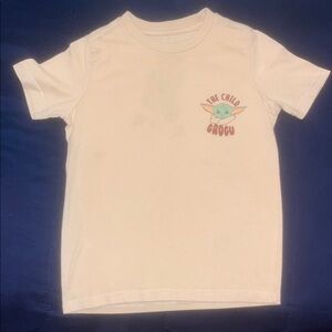 Kids Cream T-Shirt with Grogu Design